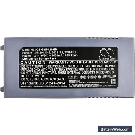 GE Logiq E Replacement Battery, 14.8V, 4400mAh, Li-ion 3