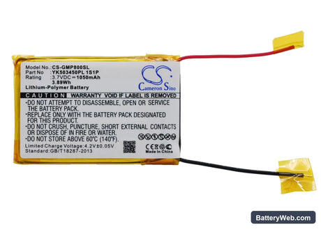 Grundig MPixx 8000 Replacement Battery, 3.7V, 1050mAh, Li-Polymer 1