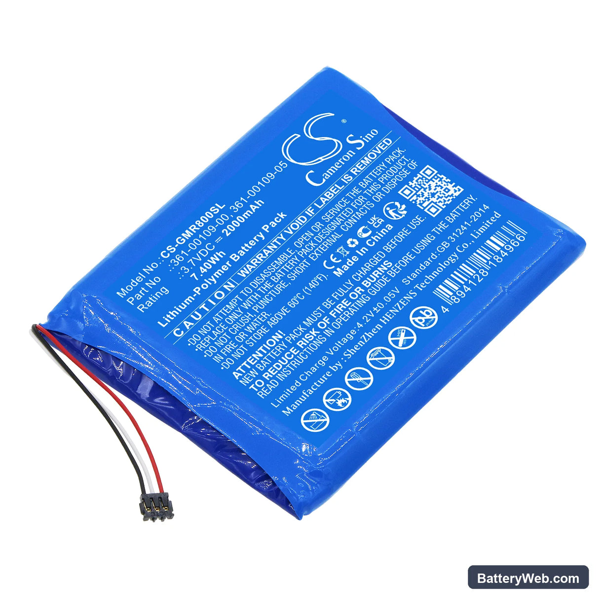 Garmin DEZL OTR800 Replacement Battery, 3.7V, 2000mAh, Li-Polymer 1