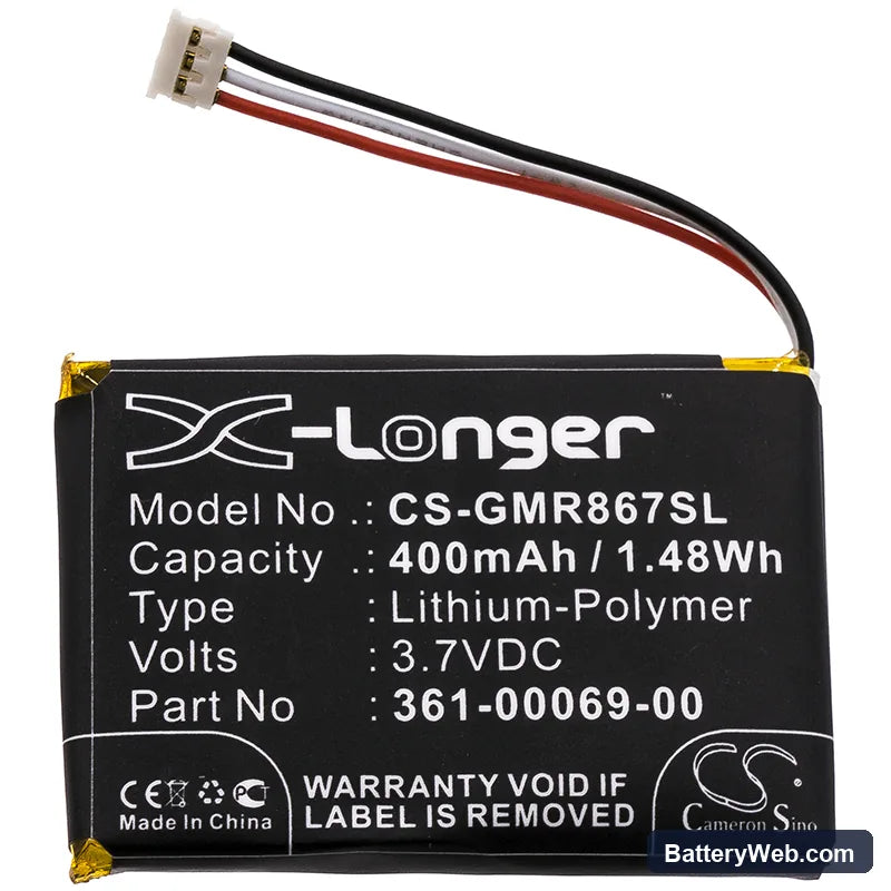 Garmin Barklimiter Deluxe Replacement Battery, 3.7V, 400mAh, Li-Polymer 3
