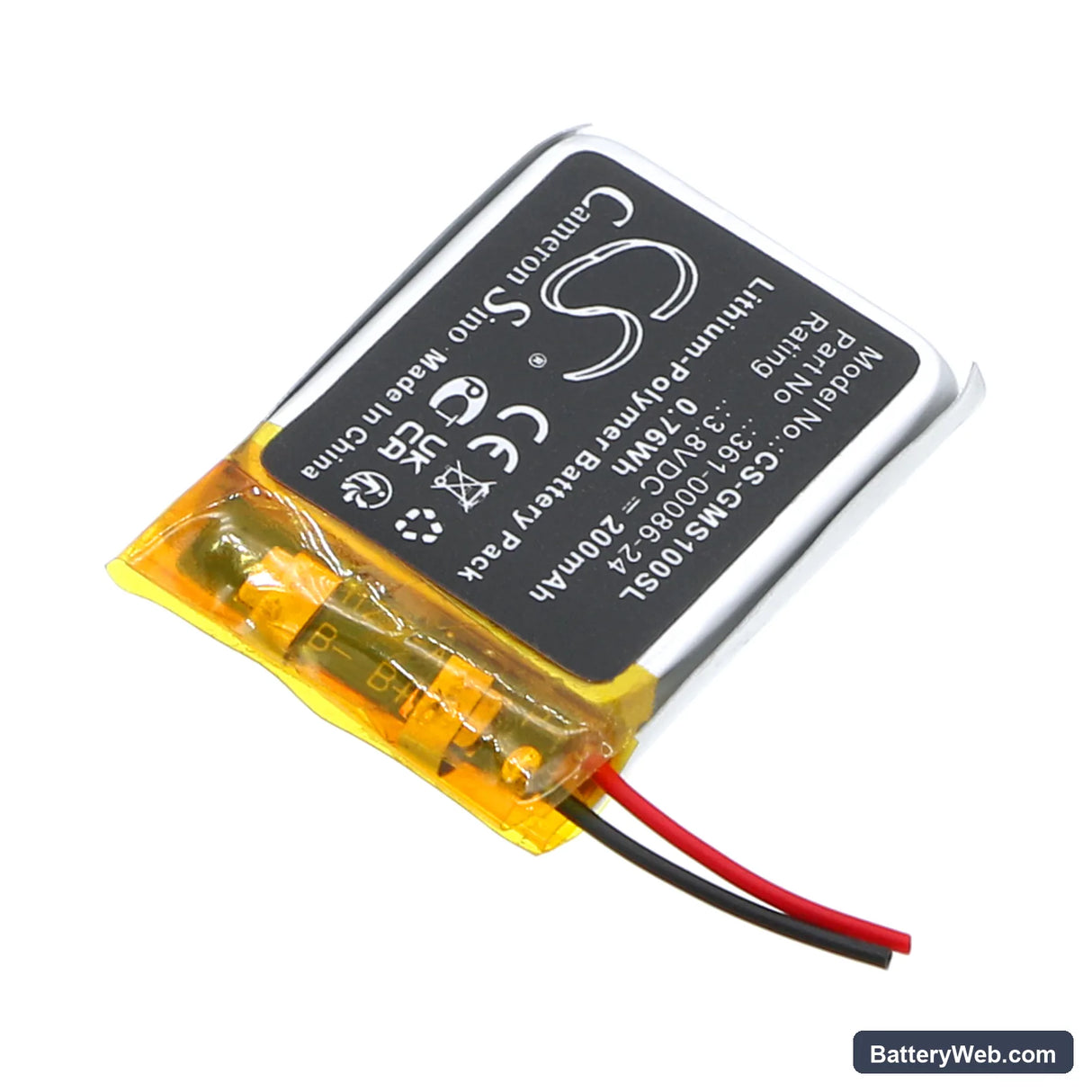 Garmin Instinct Solar GPS Replacement Battery, 3.8V, 200mAh, Li-Polymer 2