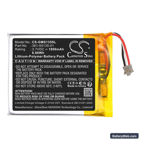 Garmin EDGE 1040 Replacement Battery, 3.7V, 1800mAh, Li-Polymer 3