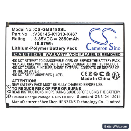 Gigaset GS180 Replacement Battery, 3.85V, 2850mAh, Li-Polymer 3