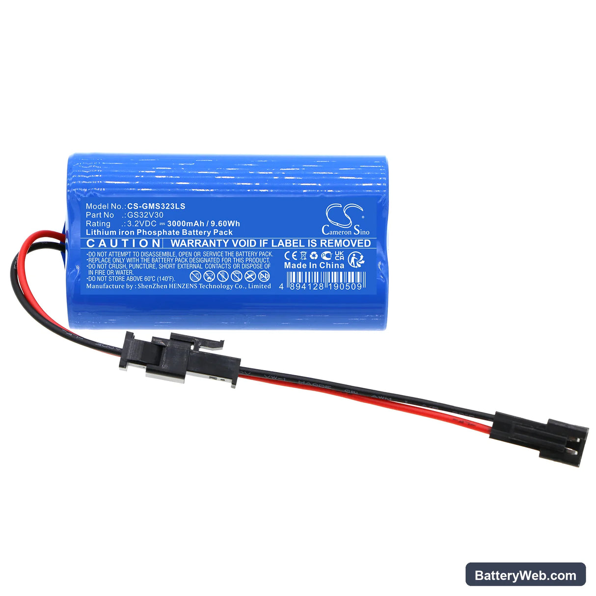 Gama Sonic GS-109S-B Replacement Battery, 3.2V, 3000mAh, LiFePO4 3