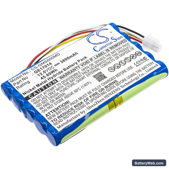 GE Datex-Ohmeda S5 Replacement Battery, 12V, 3800mAh, Ni-MH 1