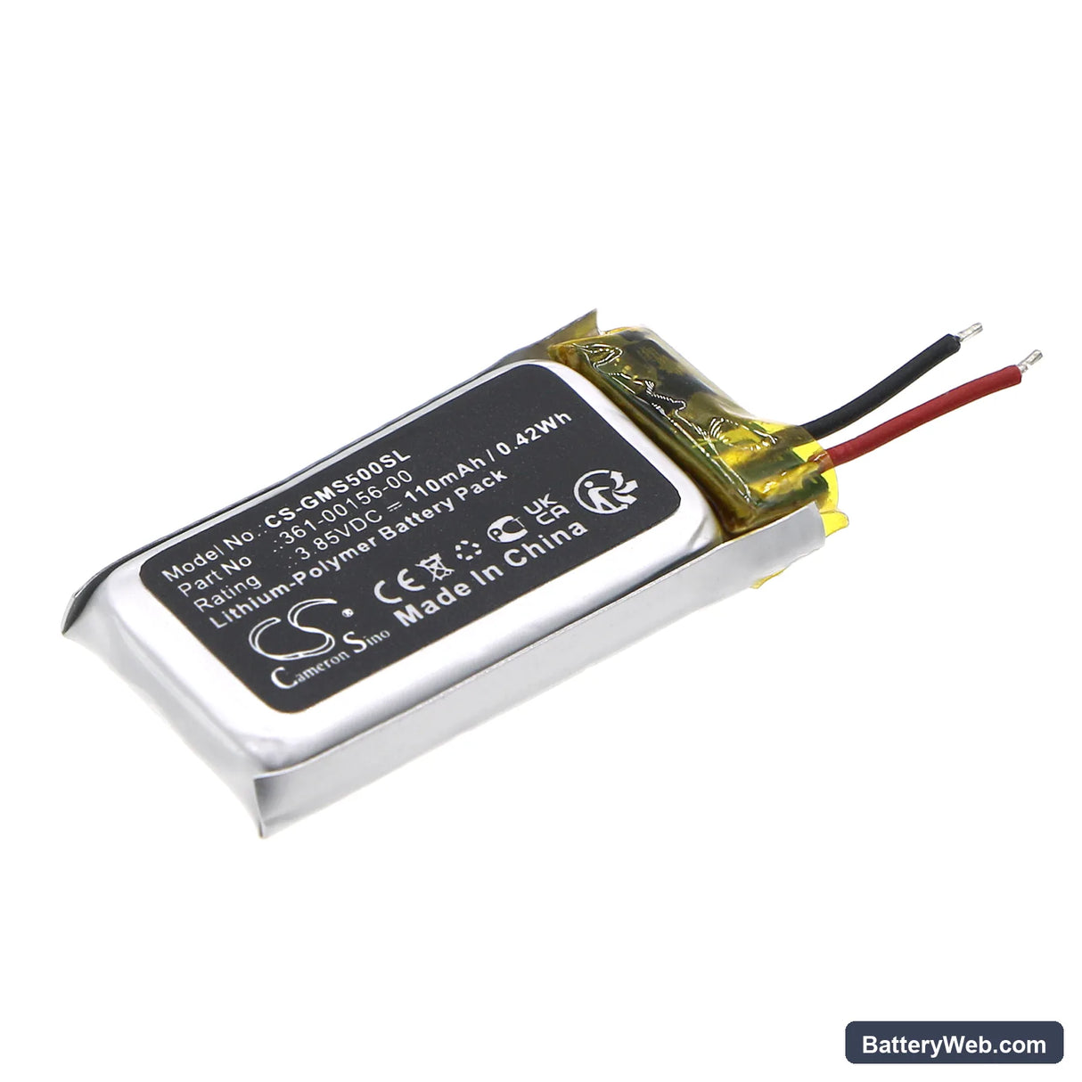 Garmin vivosmart 5 Replacement Battery, 3.85V, 110mAh, Li-Polymer 1