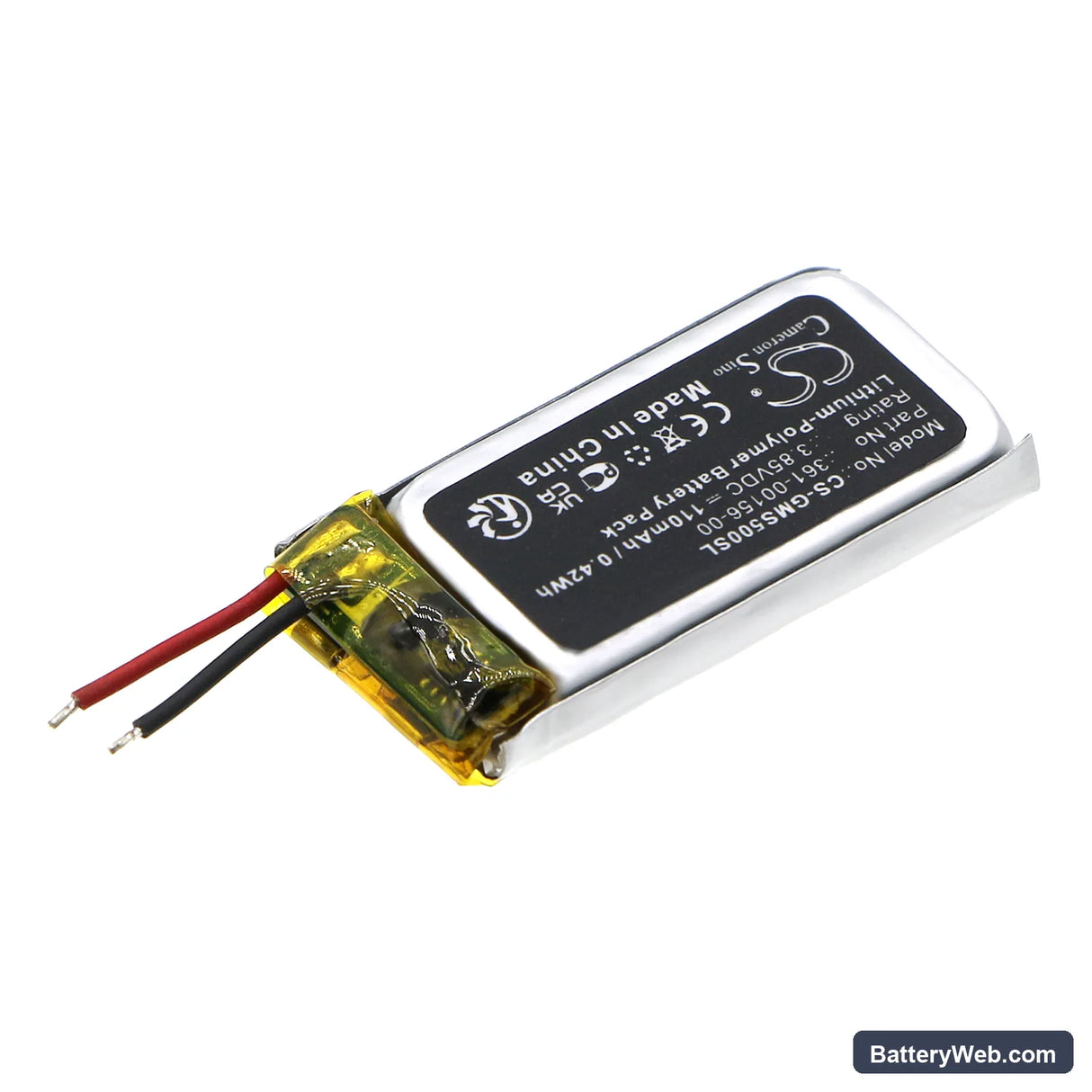 Garmin vivosmart 5 Replacement Battery, 3.85V, 110mAh, Li-Polymer 2