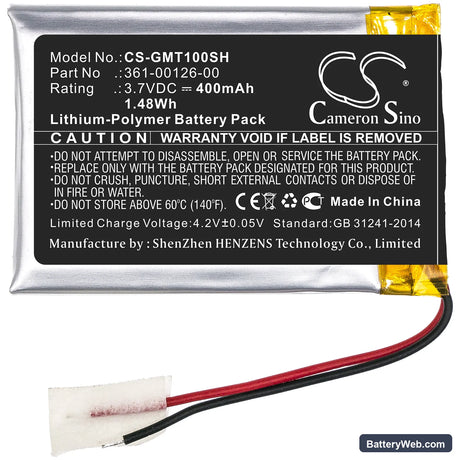 Garmin Tactix Delta Replacement Battery, 3.7V, 400mAh, Li-Polymer 3