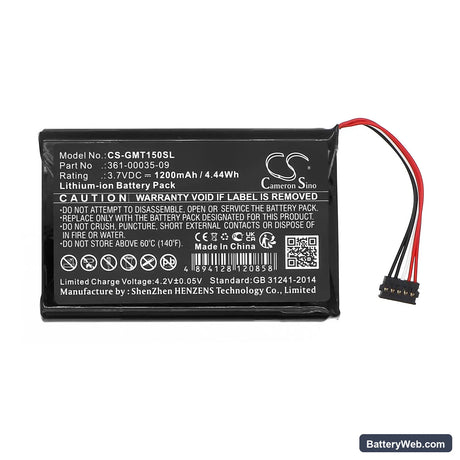 Garmin T 5 mini Replacement Battery, 3.7V, 1200mAh, Li-ion 3