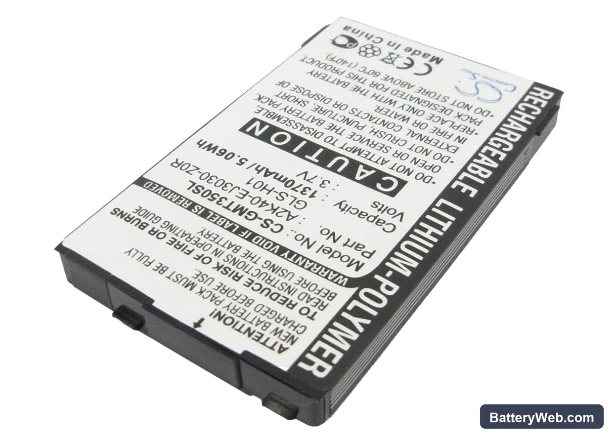 Gigabyte gSmart G300 Replacement Battery, 3.7V, 1370mAh, Li-Polymer 2