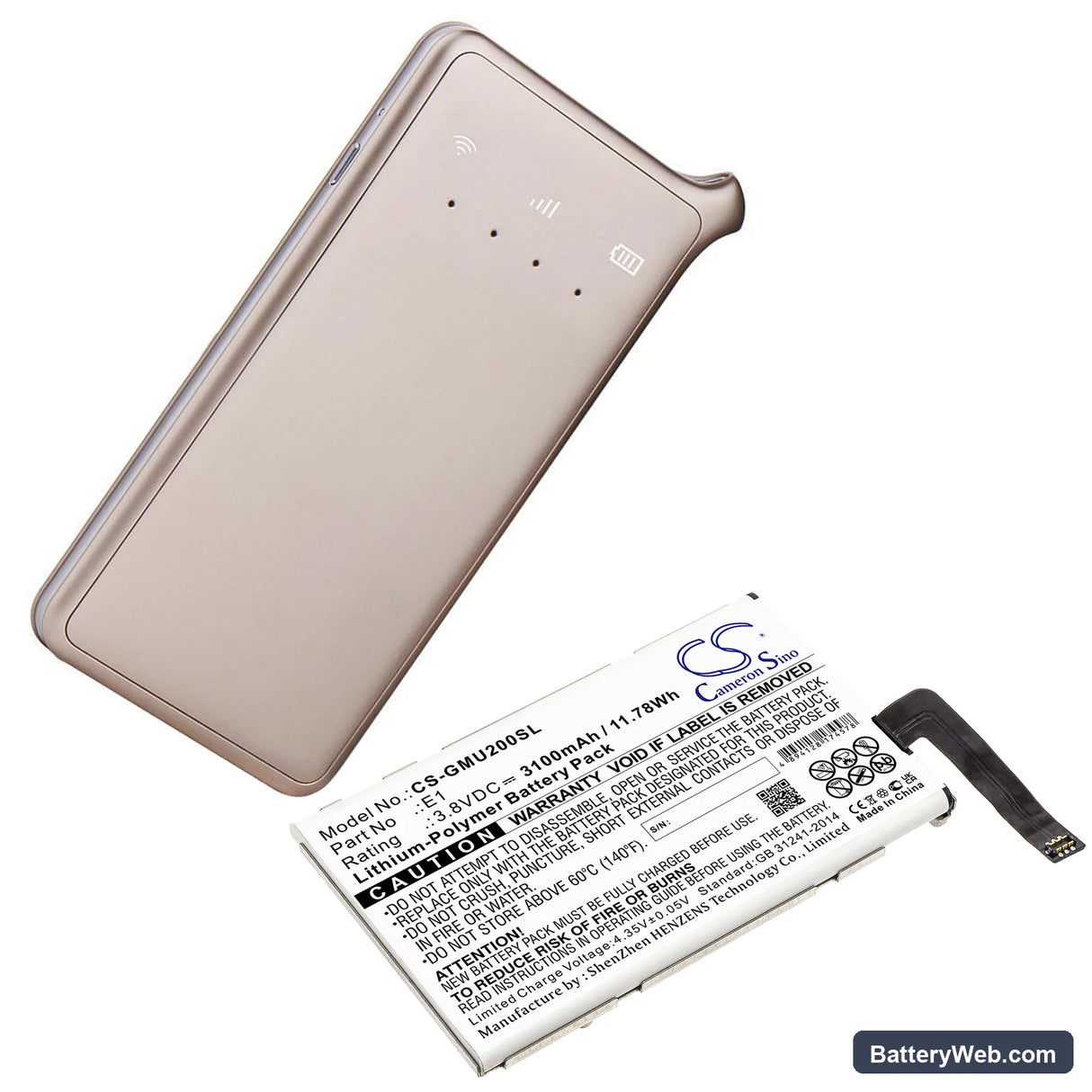 GlocalMe E1 Replacement Battery, 3.8V, 3100mAh, Li-Polymer 7