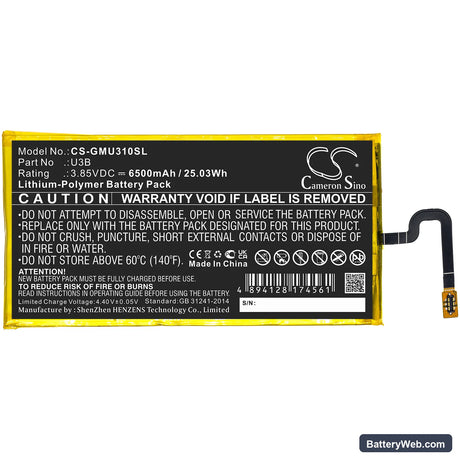GlocalMe U3B Replacement Battery, 3.85V, 6500mAh, Li-Polymer 3