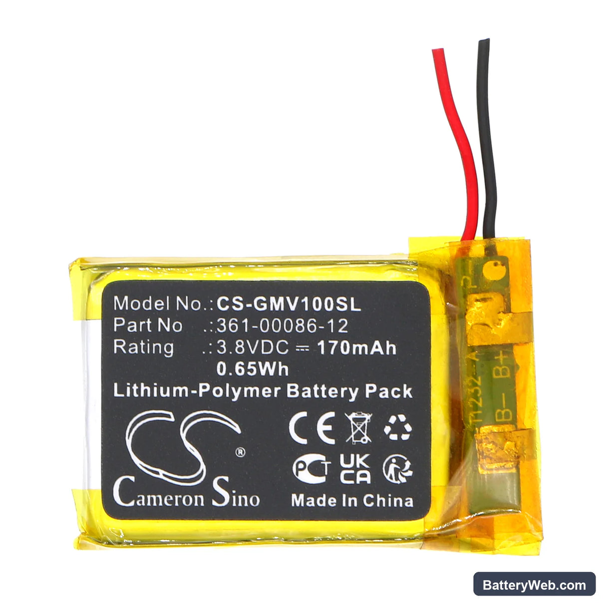 Garmin Venu Replacement Battery, 3.8V, 170mAh, Li-Polymer 3