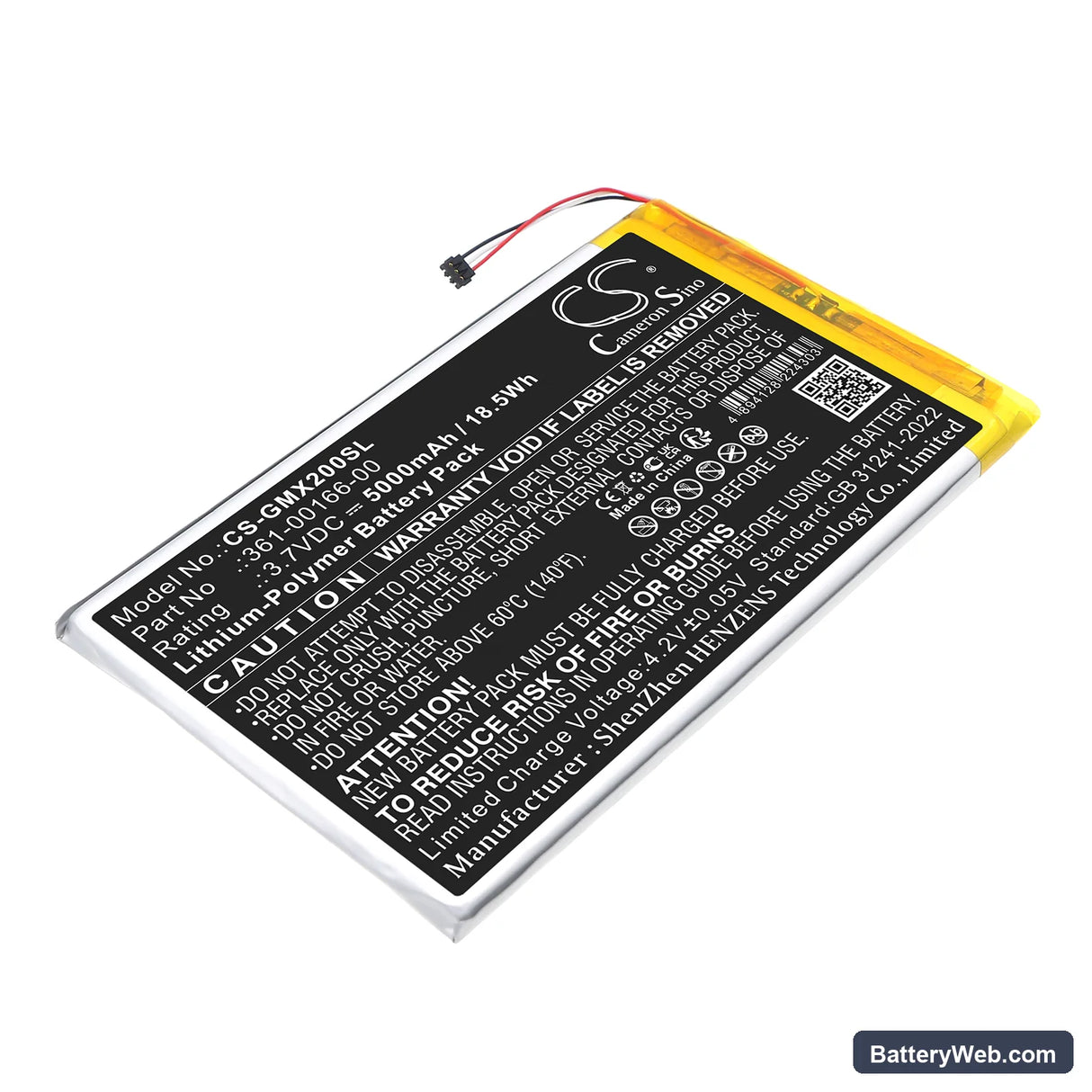 Garmin Zumo XT2 Replacement Battery, 3.7V, 5000mAh, Li-Polymer 1
