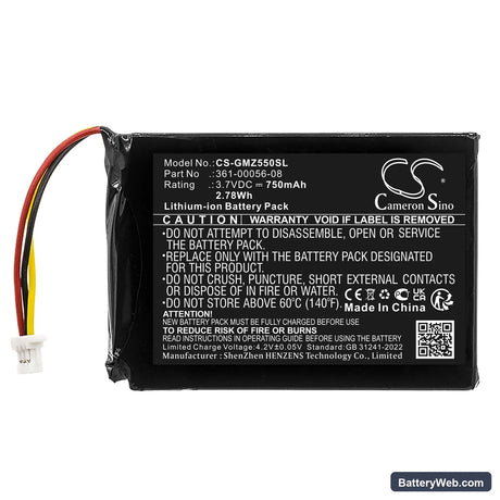 Garmin DriveSmart 5 Replacement Battery, 3.7V, 750mAh, Li-ion 3