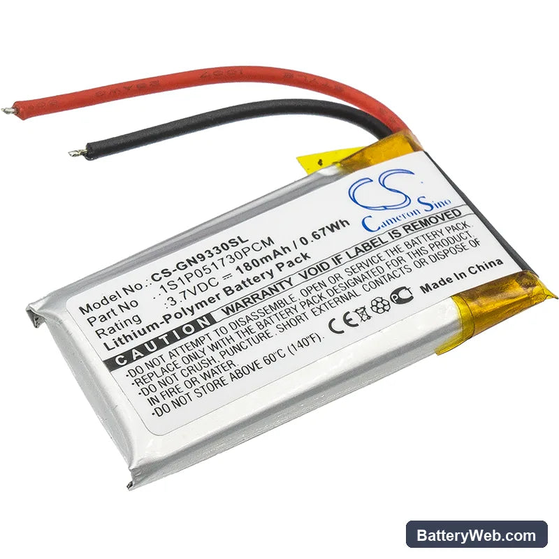 GN Netcom 9330 Replacement Battery, 3.7V, 180mAh, Li-Polymer 1