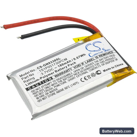 GN Netcom 9330 Replacement Battery, 3.7V, 180mAh, Li-Polymer 1