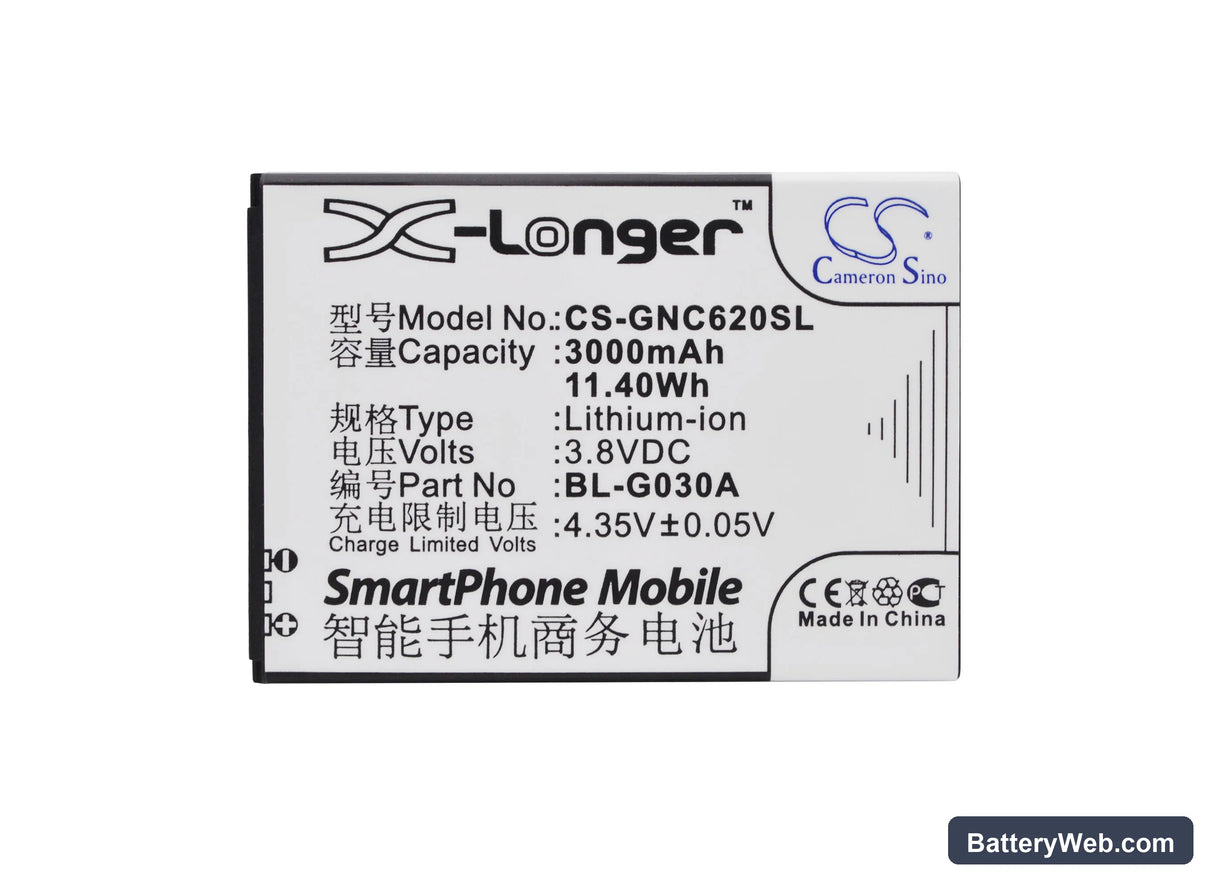 GIONEE GN181 Replacement Battery, 3.8V, 3000mAh, Li-ion 5