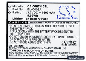 GIONEE E3 Replacement Battery, 3.7V, 1600mAh, Li-ion 1