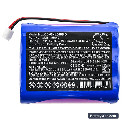 General G3H Replacement Battery, 11.1V, 2600mAh, Li-ion 3