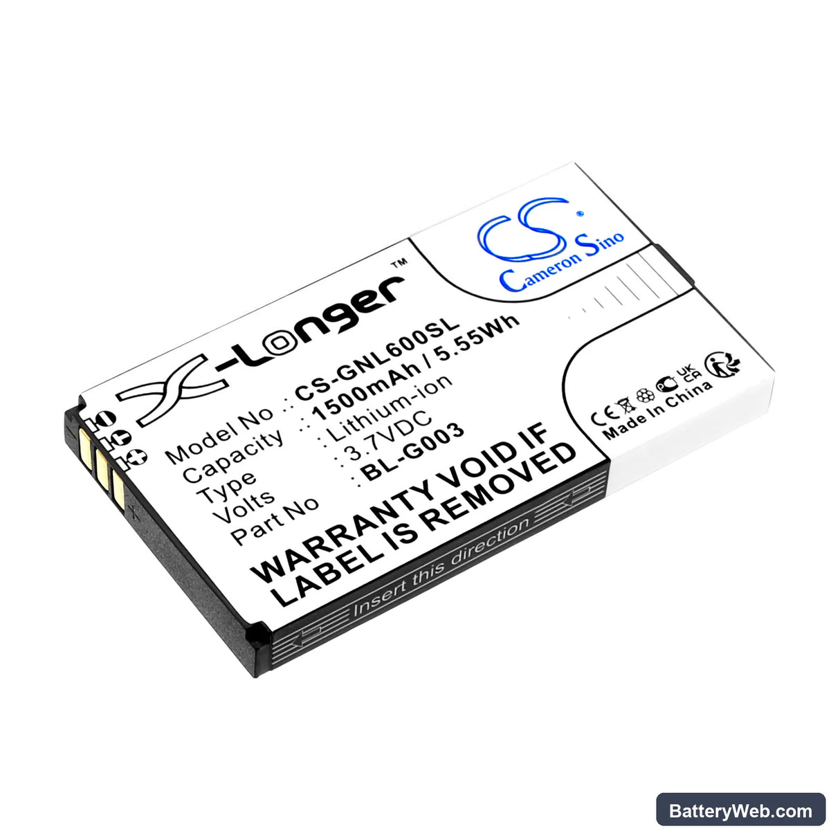 GIONEE L601 Replacement Battery, 3.7V, 1500mAh, Li-ion 1