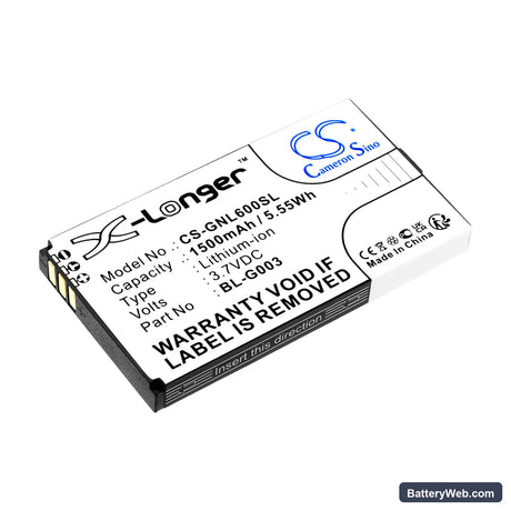 GIONEE L601 Replacement Battery, 3.7V, 1500mAh, Li-ion 1