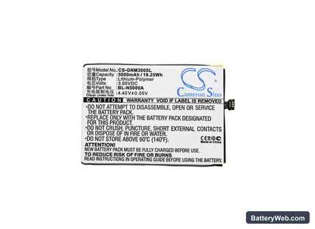 GIONEE M3 Replacement Battery, 3.85V, 5000mAh, Li-Polymer 5