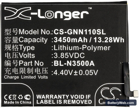 GIONEE Elife S10 Replacement Battery, 3.85V, 3450mAh, Li-Polymer 5
