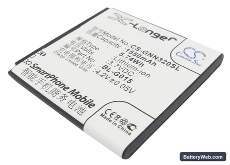 GIONEE GN320 Replacement Battery, 3.7V, 1550mAh, Li-ion 1