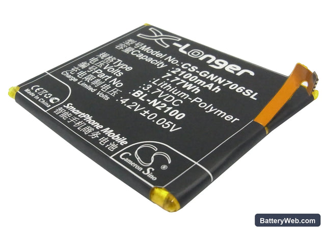 GIONEE GN706L Replacement Battery, 3.7V, 2100mAh, Li-Polymer 1