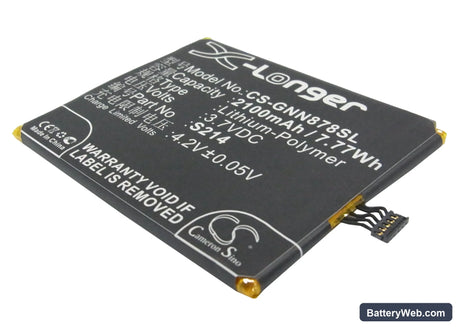 GIONEE GN878 Replacement Battery, 3.7V, 2100mAh, Li-Polymer 1