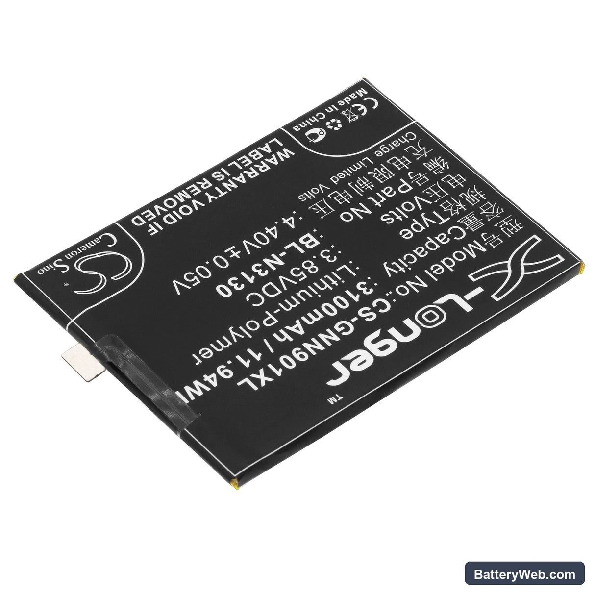GIONEE S6 Pro Replacement Battery, 3.85V, 3100mAh, Li-Polymer 2
