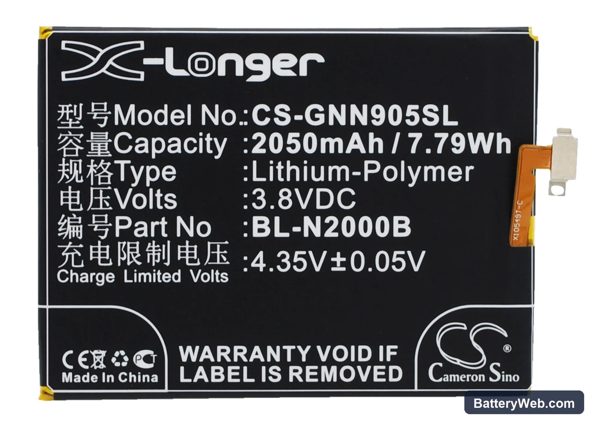 Fly IQ4516 Replacement Battery, 3.8V, 2050mAh, Li-Polymer 1
