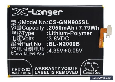 Fly IQ4516 Replacement Battery, 3.8V, 2050mAh, Li-Polymer 1
