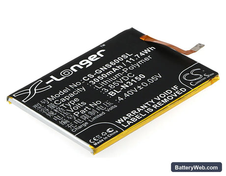 GIONEE Elife S6 Replacement Battery, 3.85V, 3050mAh, Li-Polymer 1