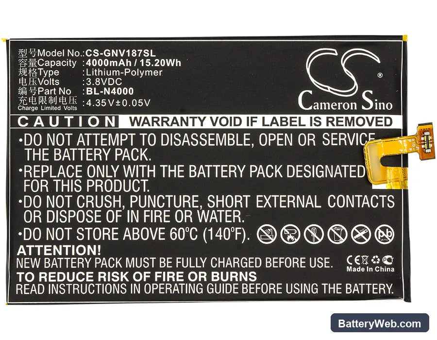 BLU Energy X LTE E0010UU Replacement Battery, 3.8V, 4000mAh, Li-Polymer 5
