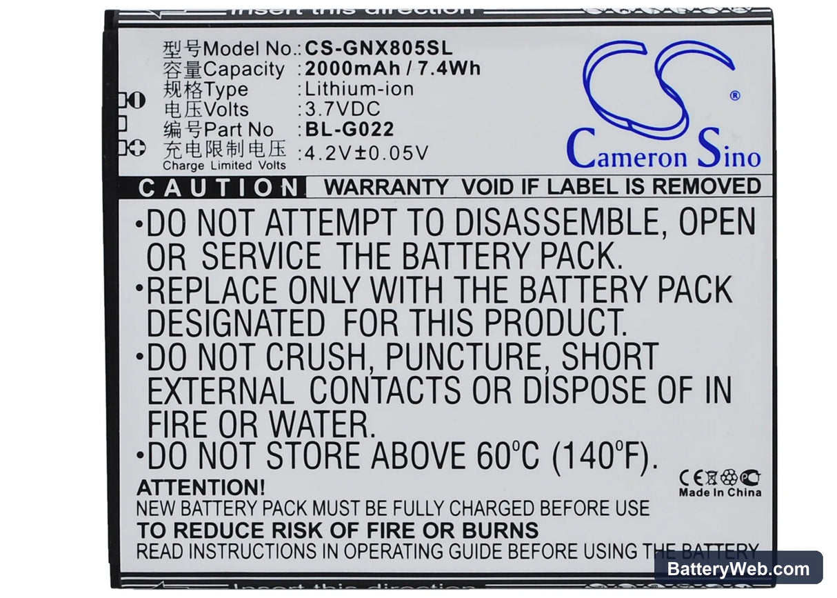 GIONEE X805 Replacement Battery, 3.7V, 2000mAh, Li-ion 5