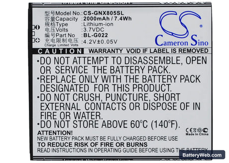 GIONEE X805 Replacement Battery, 3.7V, 2000mAh, Li-ion 5