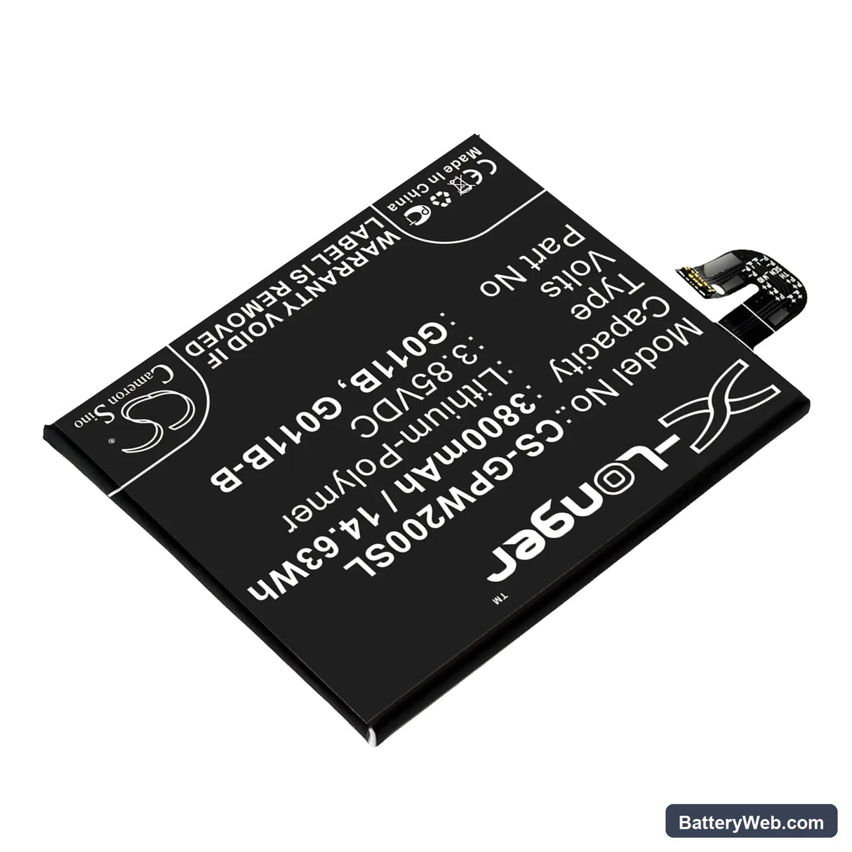 Google G011C Replacement Battery, 3.85V, 3800mAh, Li-Polymer 2