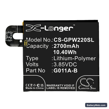 Google Pixel 2 Replacement Battery, 3.85V, 2700mAh, Li-Polymer 5