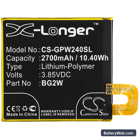 Google Pixel 2B Replacement Battery, 3.85V, 2700mAh, Li-Polymer 3