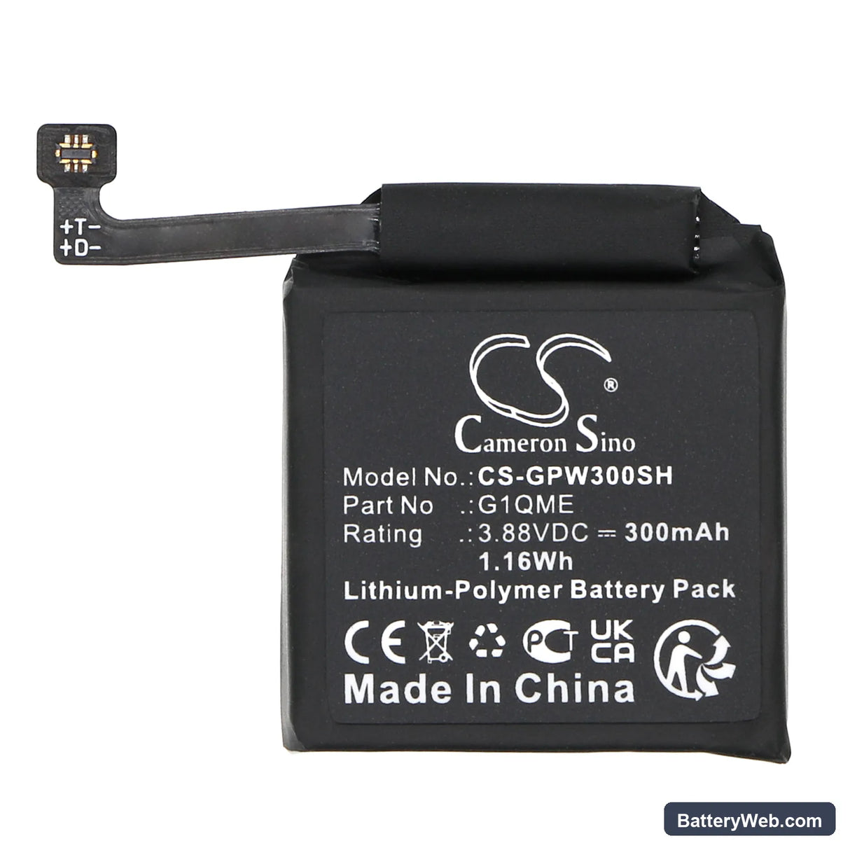 Google Pixel Watch 3 Replacement Battery, 3.88V, 300mAh, Li-Polymer 3