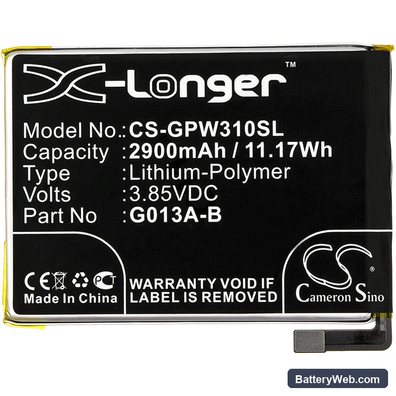 Google Pixel 3 Replacement Battery, 3.85V, 2900mAh, Li-Polymer 3
