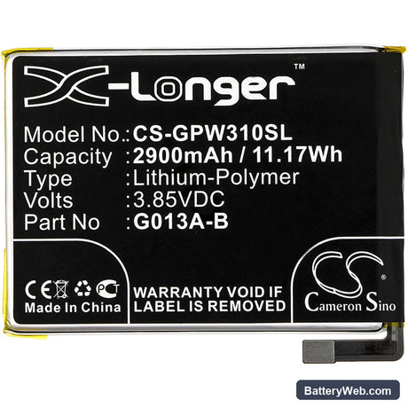 Google Pixel 3 Replacement Battery, 3.85V, 2900mAh, Li-Polymer 3