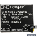 Google Pixel 3A Replacement Battery, 3.85V, 2900mAh, Li-Polymer 3