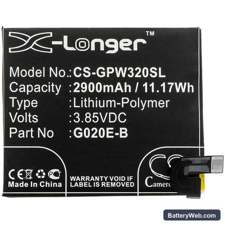 Google Pixel 3A Replacement Battery, 3.85V, 2900mAh, Li-Polymer 3