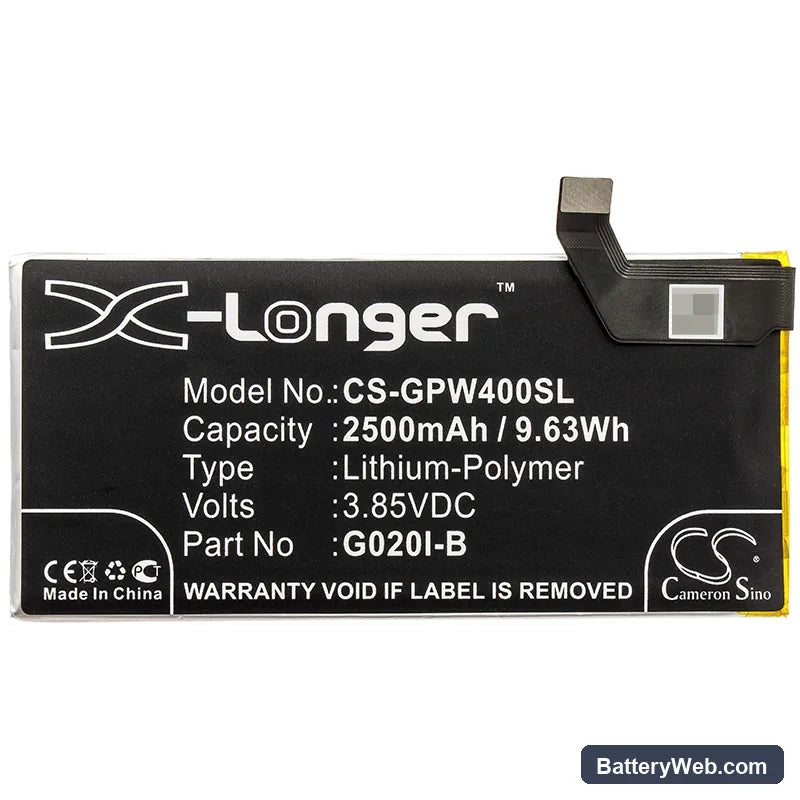 Google Pixel 4 Replacement Battery, 3.85V, 2500mAh, Li-Polymer 3