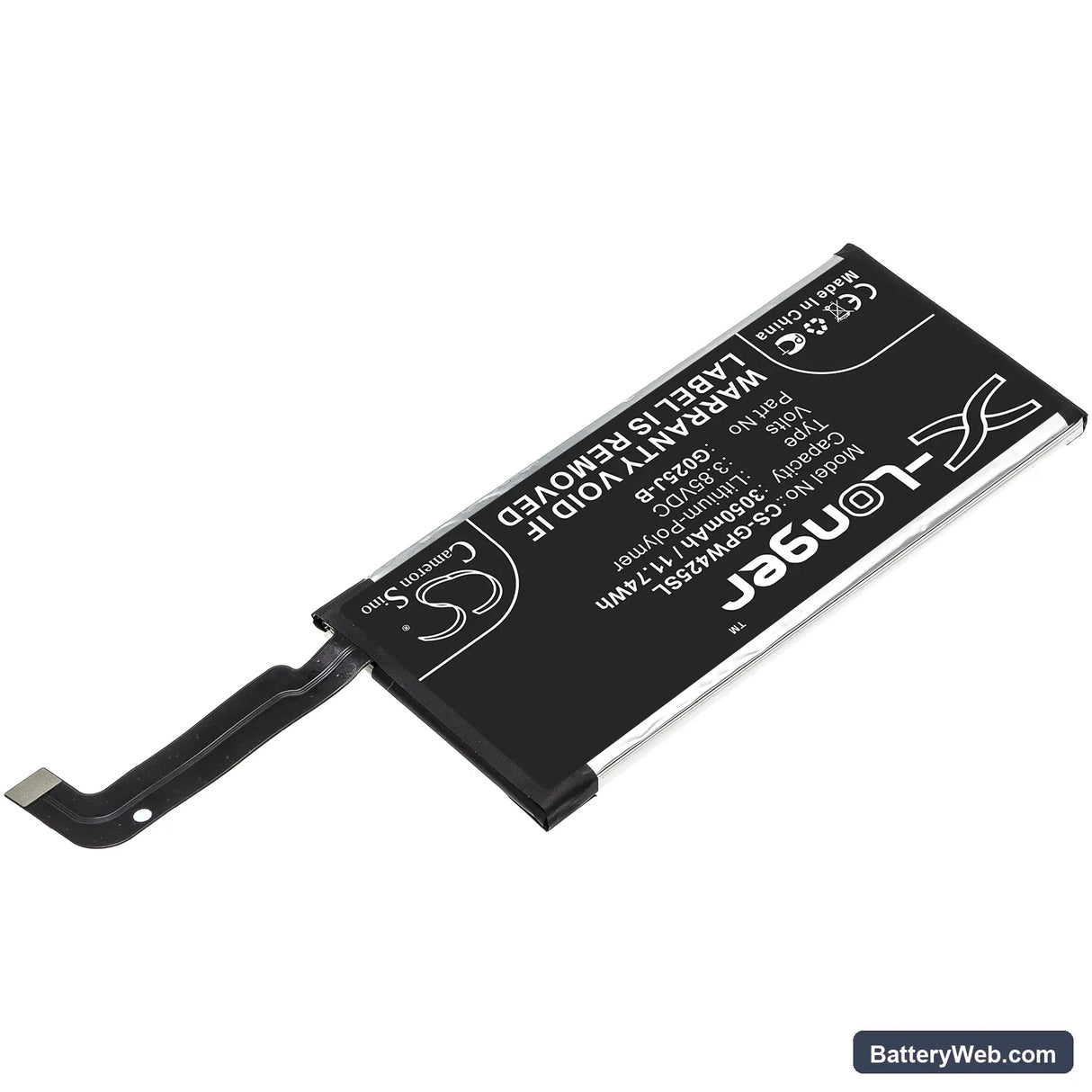 Google Pixel 4A Replacement Battery, 3.85V, 3050mAh, Li-Polymer 2