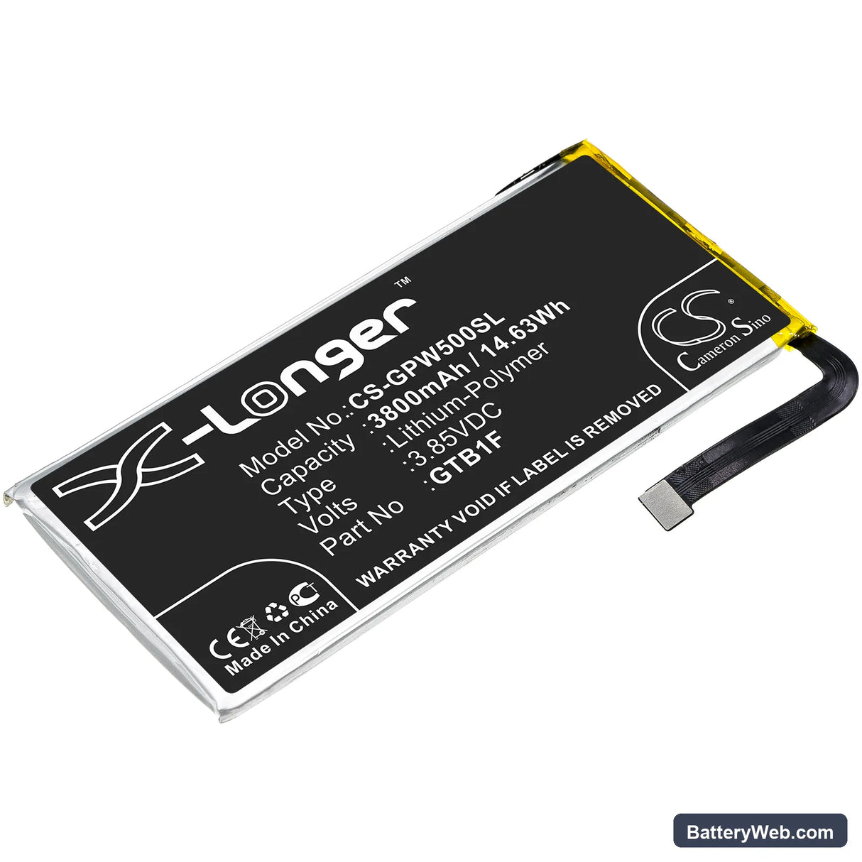 Google Pixel 5 Replacement Battery, 3.85V, 3800mAh, Li-Polymer 1