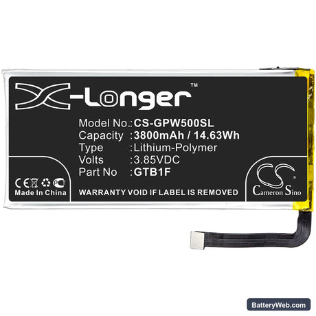 Google Pixel 5 Replacement Battery, 3.85V, 3800mAh, Li-Polymer 3
